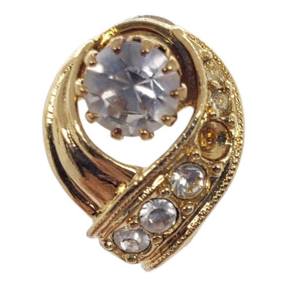 Unknown Jewelry - Vintage convertible Rhinestone Earring Jackets Crystal Stud gold toned